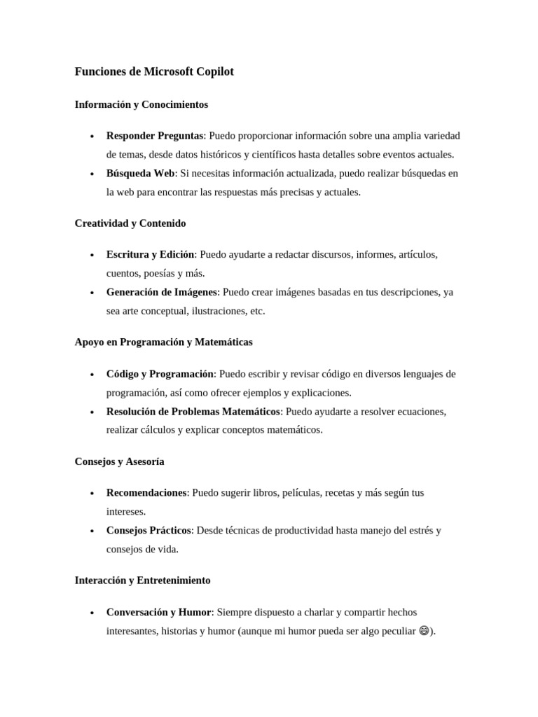 Funciones Clave de Microsoft Copilot | PDF