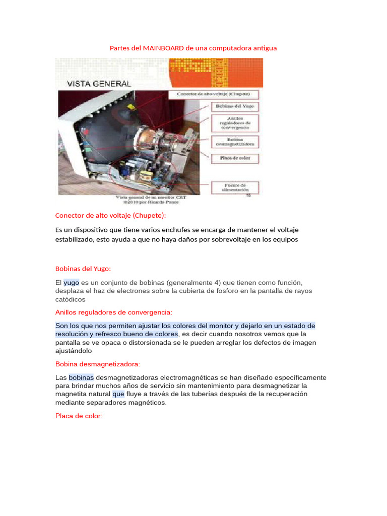 Partes del Mainboard en Computadoras Antiguas | PDF