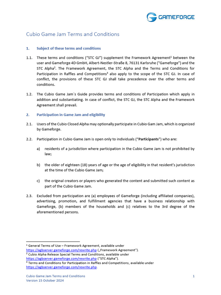 Cubio Game Jam Terms & Conditions | PDF | Arbitration | Justice
