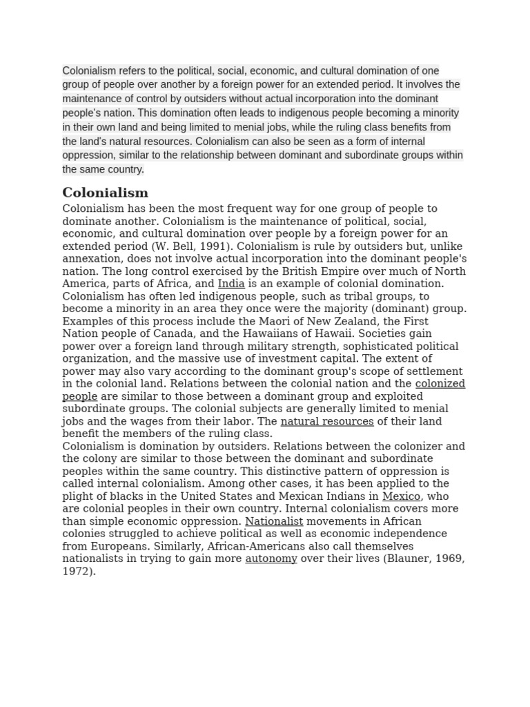 Understanding Colonialism Dynamics | PDF | Colonialism | Indigenous Peoples