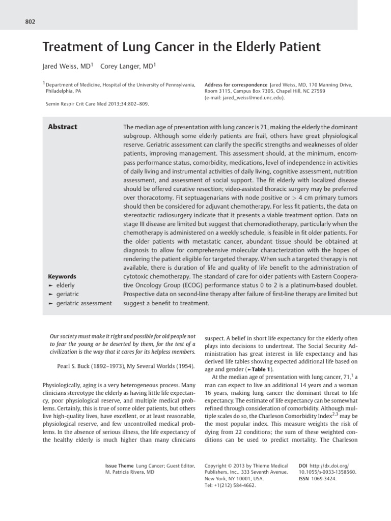 Treatment of Lung Cancer in The Elderly | PDF | Cancer | Geriatrics