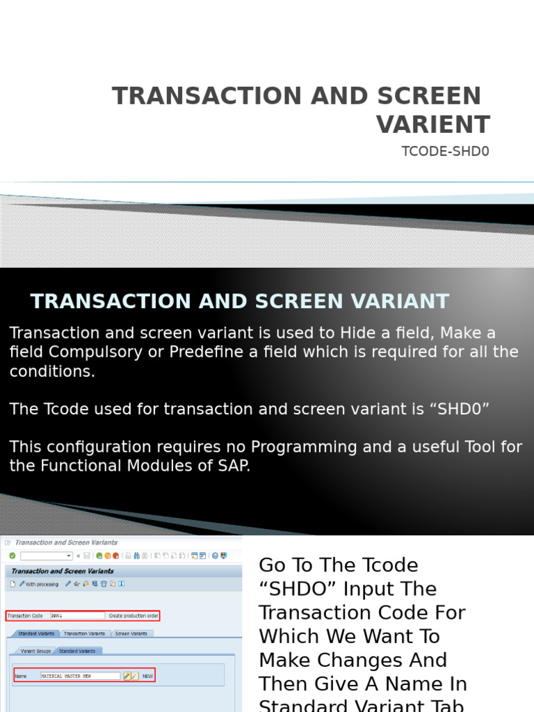 Transaction and Screen Varient | PDF
