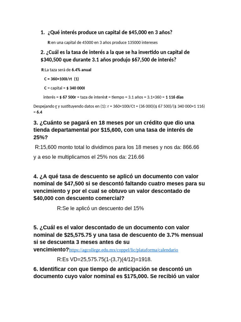 Matematicas Financieras Unidad 1 | PDF