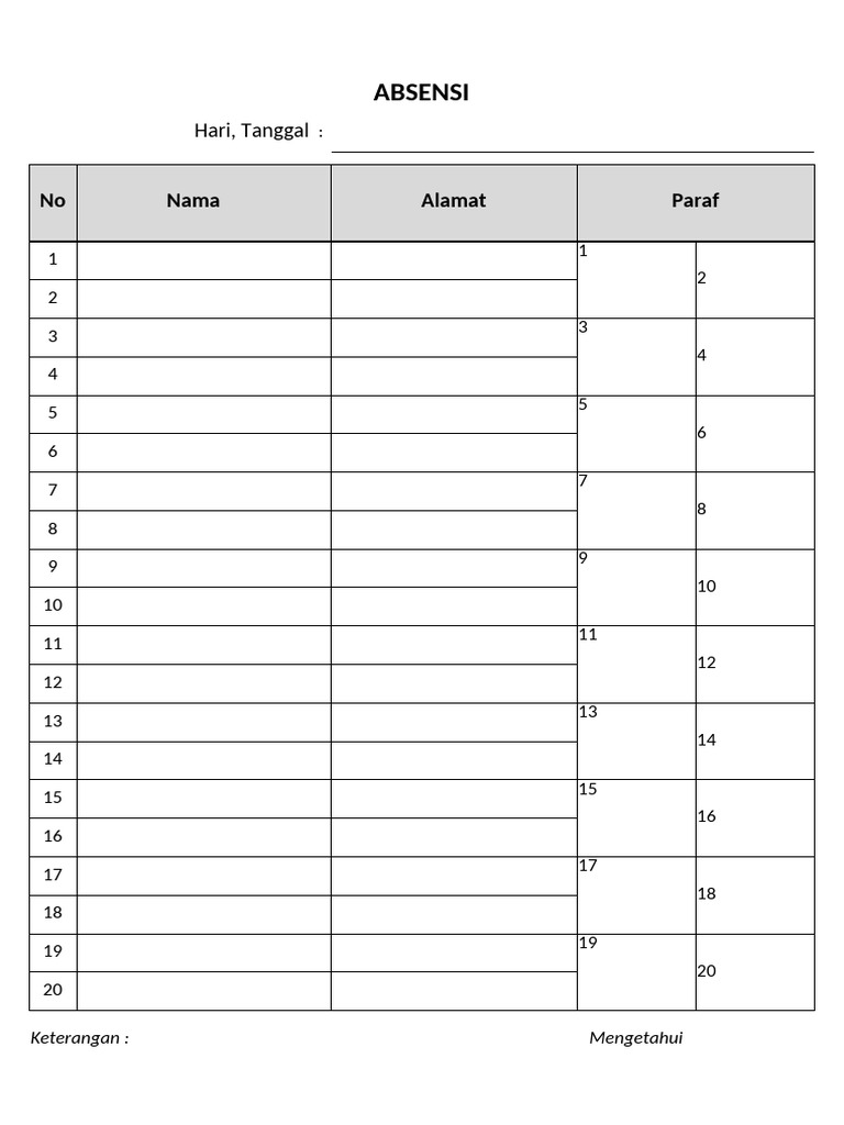 Formulir Absensi dan Kasbon Lengkap | PDF