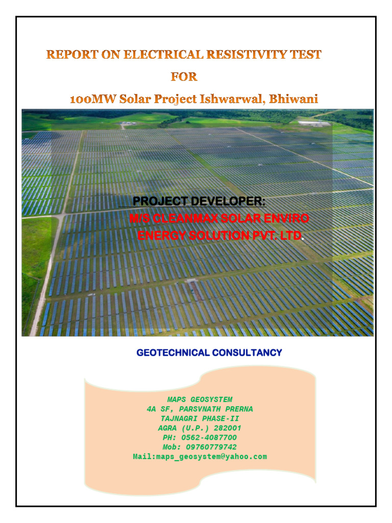 Report On Ert-Cleanmax | PDF | Electricity | Electrical Resistivity And ...