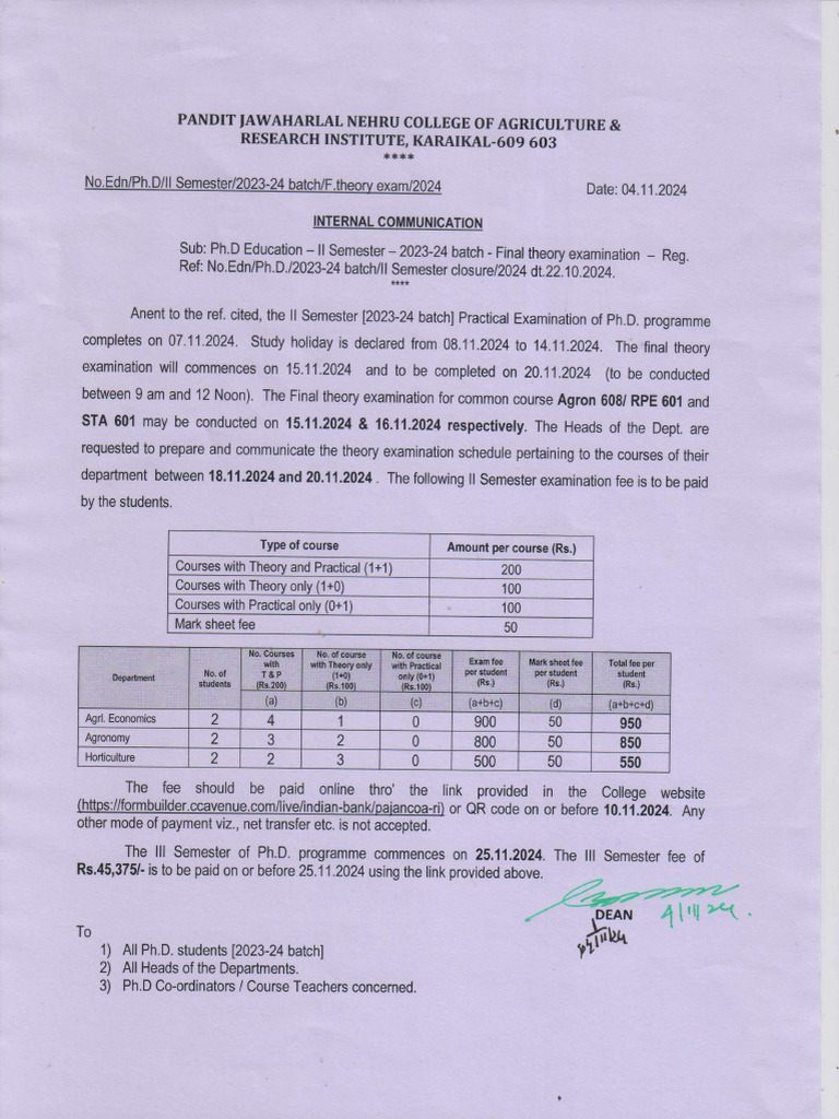 2024 11 04 PHD 2023-24 Batch II Semester Final Theory Exam | PDF