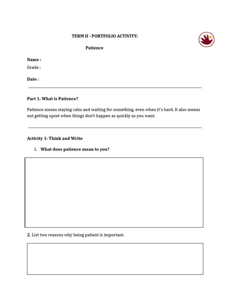 Patience - PORTFOLIO ACTIVITY | PDF