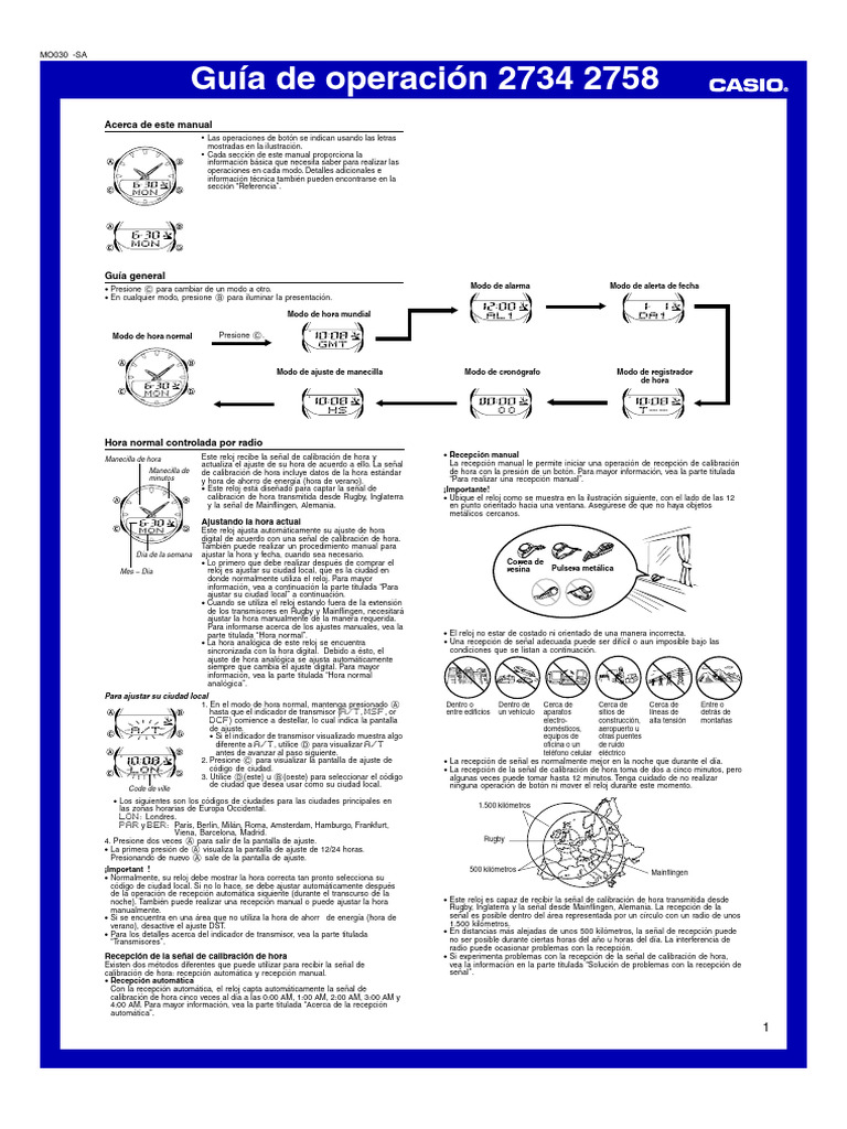 Reloj Casio Waveceptor 2758 | PDF | Reloj | Horario de verano