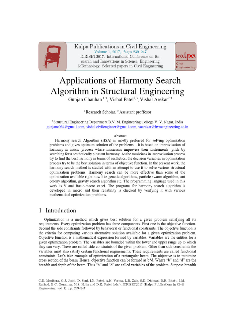 Applications of Harmony Search Algorithm | PDF | Mathematical ...