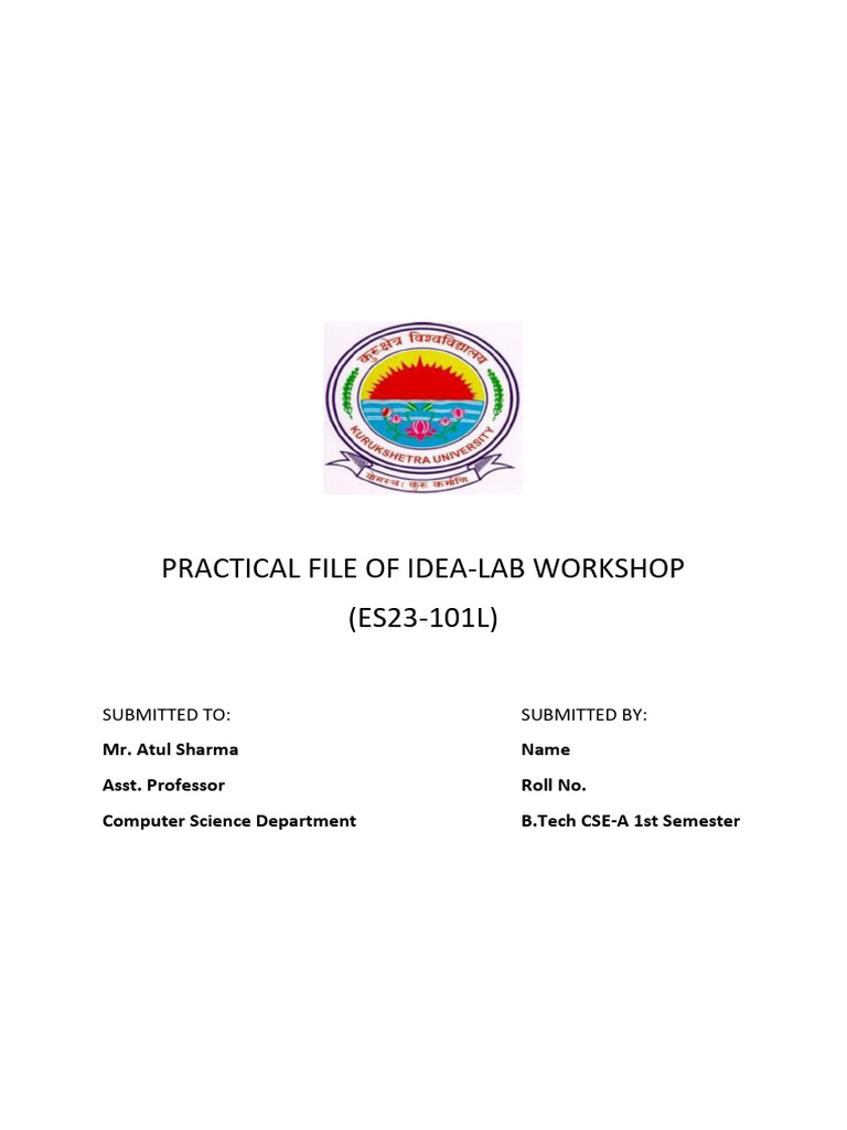 Practical File for Idea-Lab Workshop | PDF