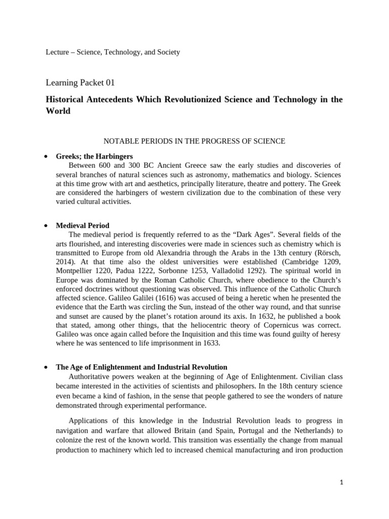 Historical Advances in Science and Technology | PDF | Science | Philippines