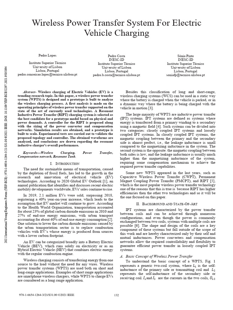 Wireless Charging System for EVs | PDF | Inductor | Inductance