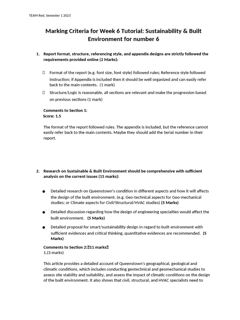 Marking Criteria For Week 7 Tutorial For Number 6 | PDF | Efficient ...