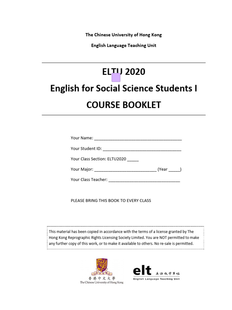ELTU 2020 Course for Social Science Students | PDF | Plagiarism ...