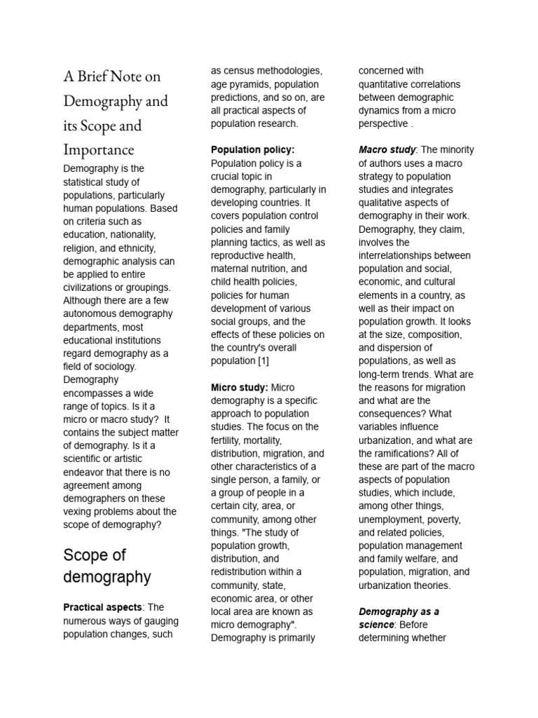 Sociology notes 4 | PDF | Census | Demography