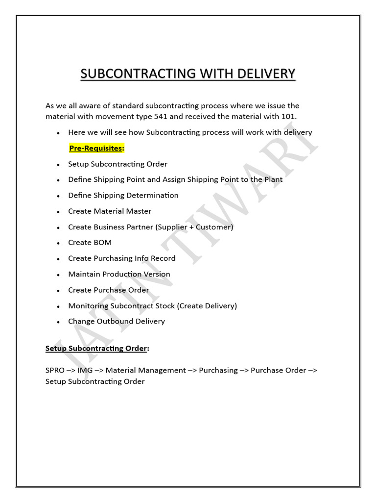 Subcontracting With Delivery 1734241970 | PDF | Logistics | Computing