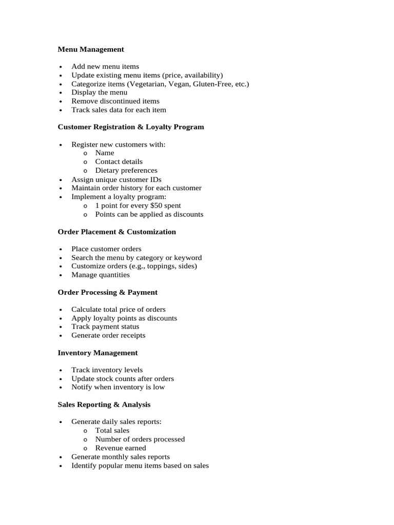 Menu Management and Customer Loyalty System | PDF