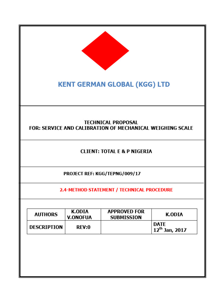 Mechanical Scale Calibration Proposal | PDF | Calibration | Weight