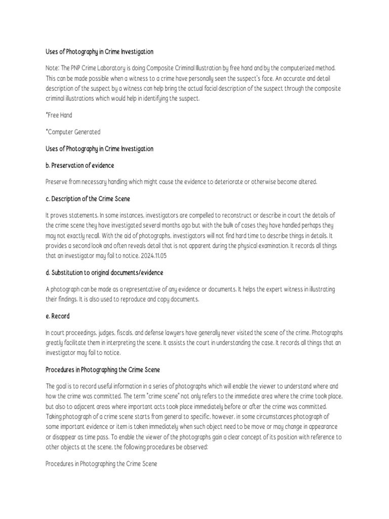 Uses of Photogr-WPS Office | PDF | Crime Scene | Witness