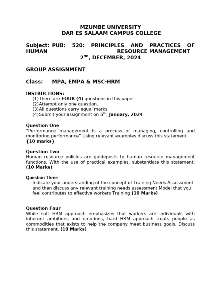 HRM Principles & Practices Assignment Guide | PDF