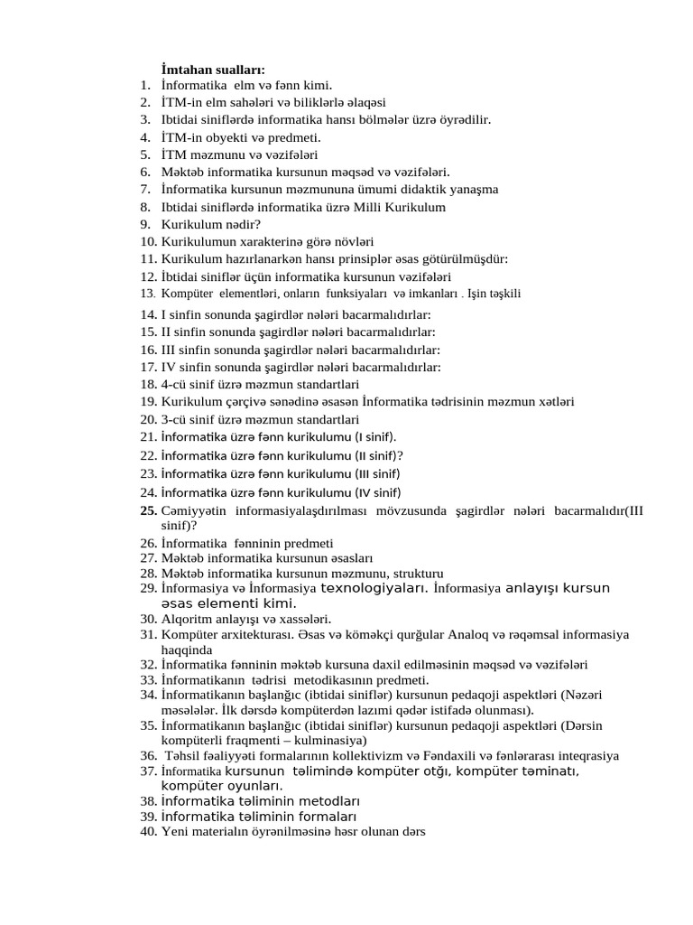 İtm 2023 Imtahan Suallar-1 | PDF