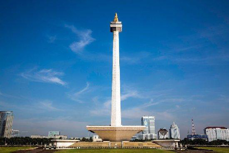 A detailed view of the Monas monument