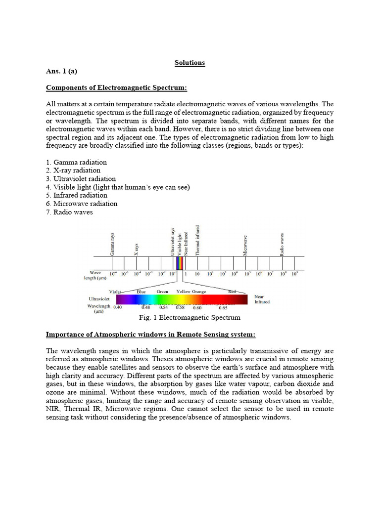 Electromagnetic Spectrum and Remote Sensing | PDF | Electromagnetic ...