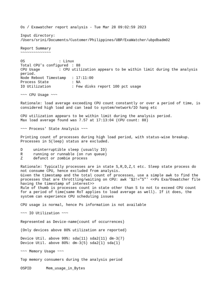 Exawatcher OS Performance Analysis | PDF