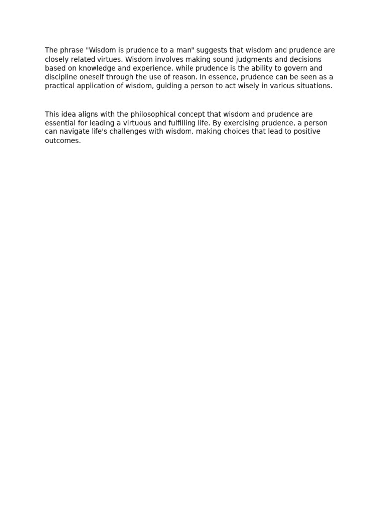 Wisdom and Prudence: A Virtuous Guide | PDF
