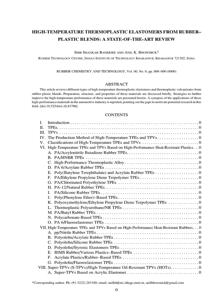 High-Temperature Thermoplastic Elastomers Review | PDF | Plastic ...