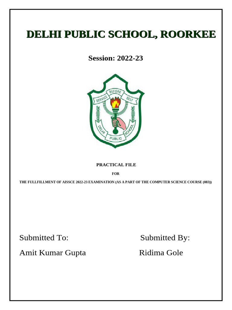 AISSCE 2022-23 Computer Science Project | PDF