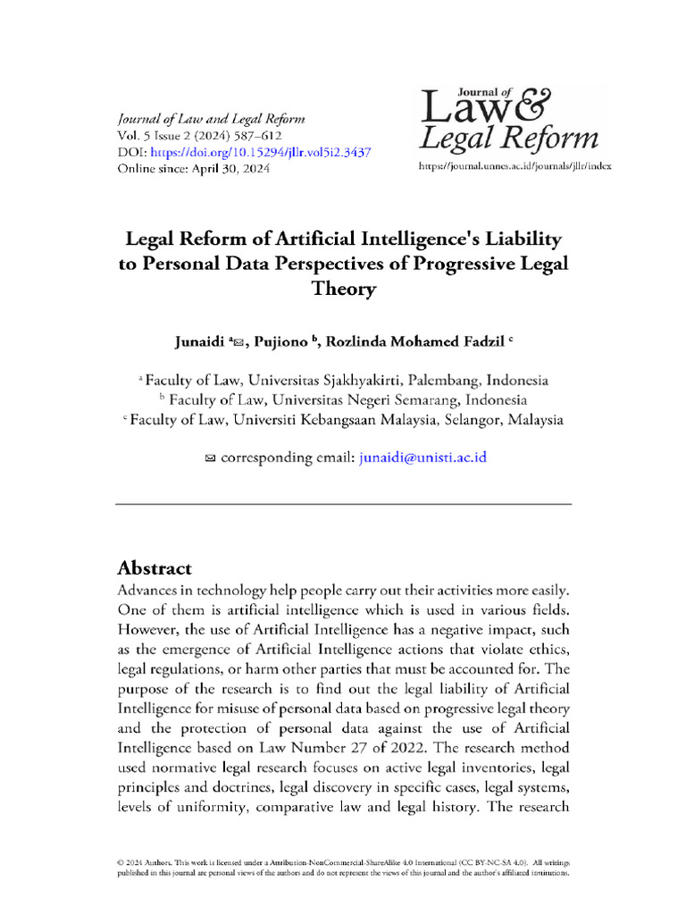 MOST BEST View of Legal Reform of Artificial Intelligence's Liability ...
