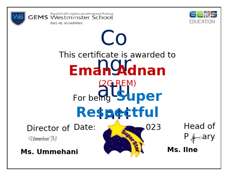 Star of the week printout pdf
