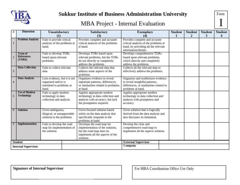 MBA Internal Evaluation Criteria Guide | PDF | Critical Thinking ...