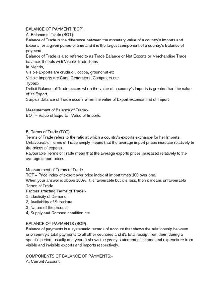 Balance Of Payment Bop Pdf Balance Of Payments Balance Of Trade