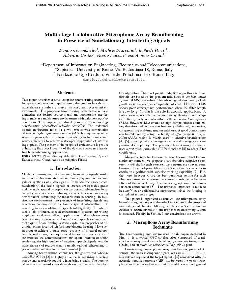 Adaptive Beamforming for Speech Enhancement | PDF | Signal To Noise ...