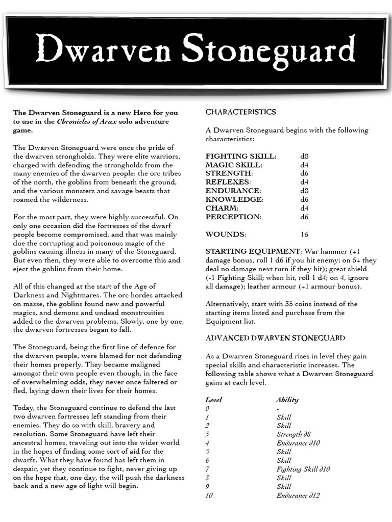 Chronicles of Arax Dwarven Stoneguard | PDF | Runes