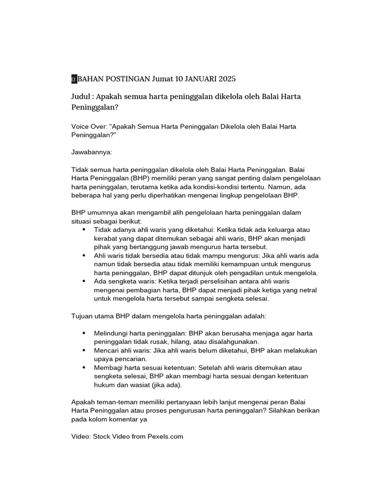 Bahan Postingan 10 Januari 2025 | PDF