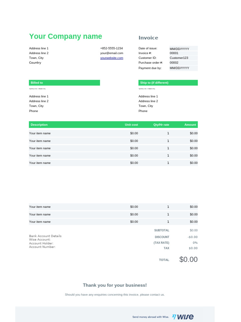 Hong Kong Invoice Template Sample | PDF