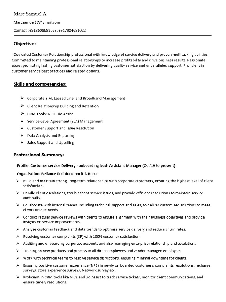 Marc’s Resume | PDF | Customer Relationship Management | Business Economics