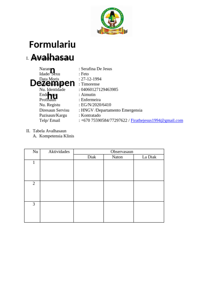 8. Formatu Avalhasaun Dezempenhu | PDF