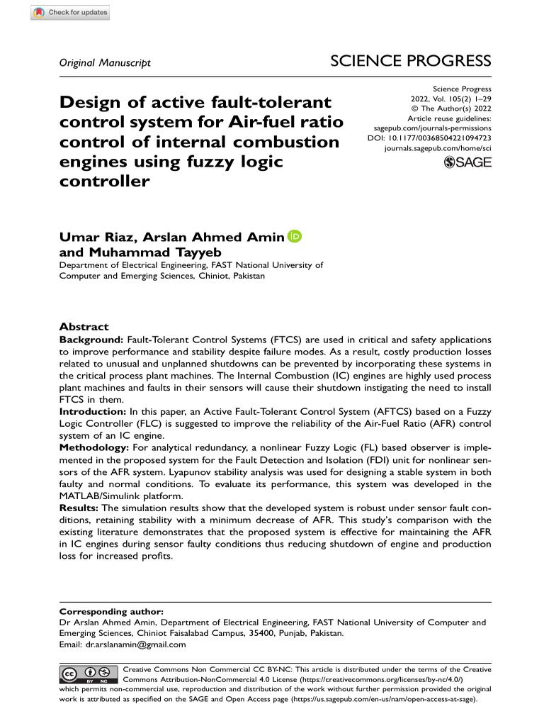 Fuzzy Logic Control for Fault-Tolerant AFR Systems | PDF