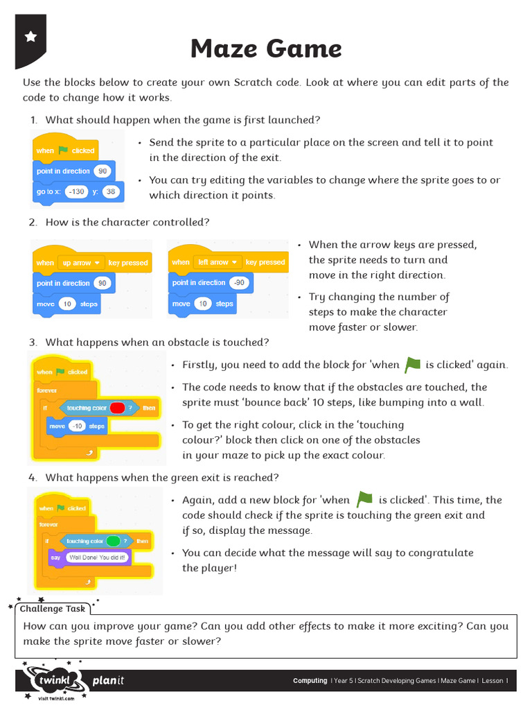 Scratch Maze Game Instructions | PDF | Computer Programming | Computer ...