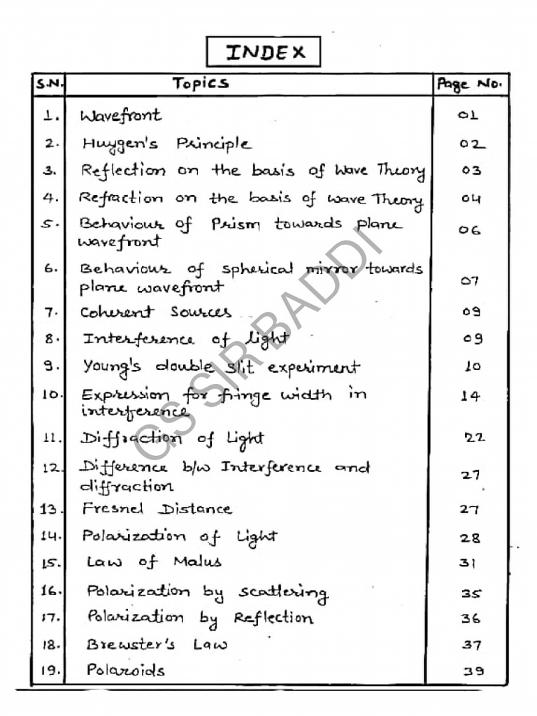 10 Wave Optics Notes PDF | PDF