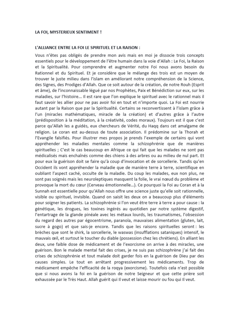 Foi, Raison et Spiritualité en Islam | PDF | Allah | Dieu