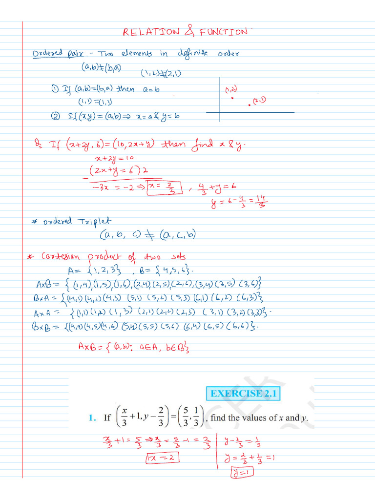 Relation and Function 28.7.24 | PDF