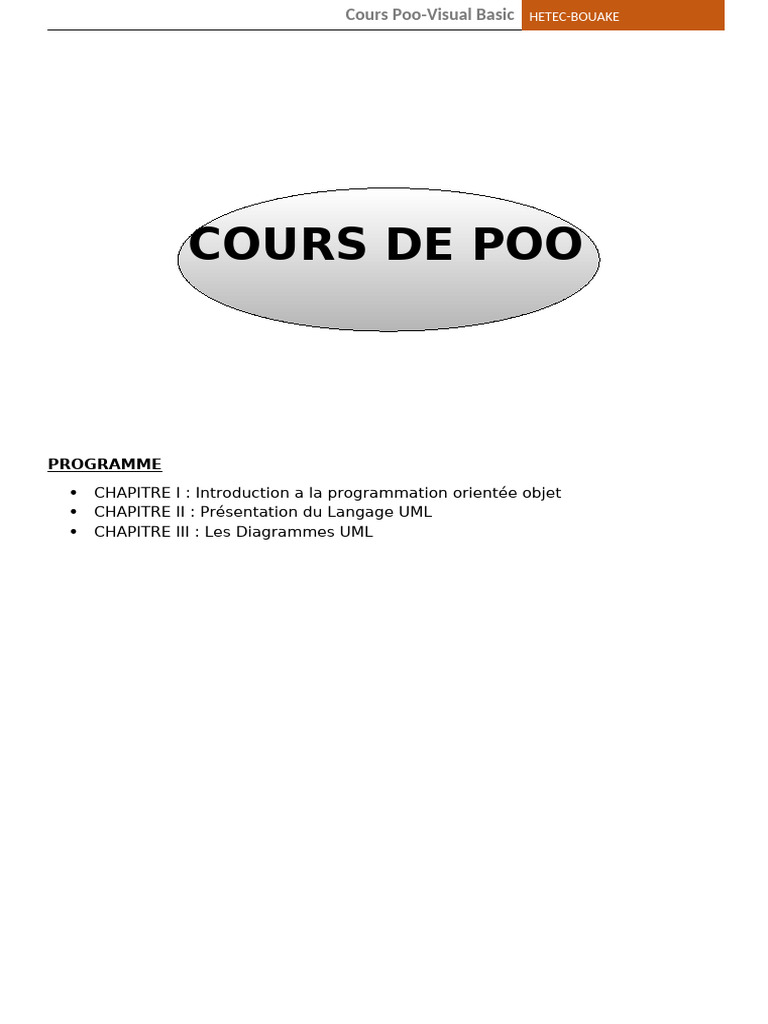 Cours de POO en Visual Basic | PDF | Programmation orientée objet ...
