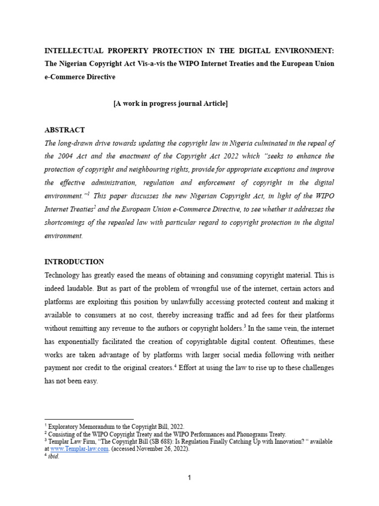Intellectual Property Protection in The Digital Environment | PDF ...