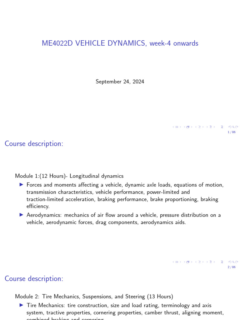 Tire Mechanics and Vehicle Dynamics Overview | PDF | Vehicle Technology ...