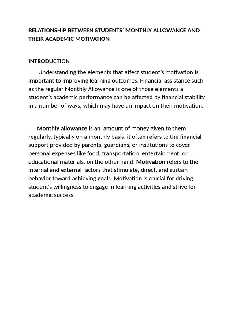 Allowance 1 Pdf Motivational Motivation